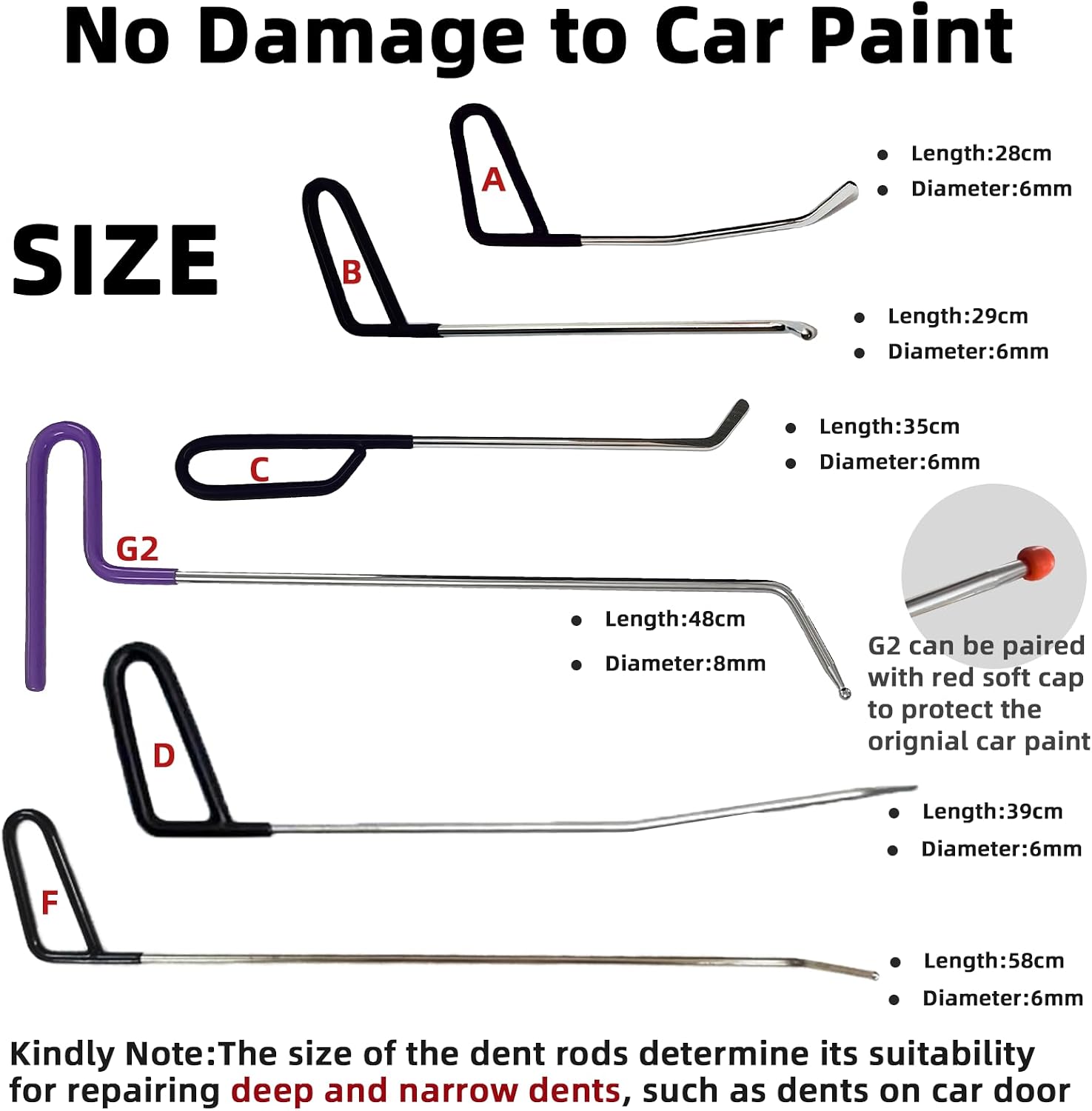 29 Pcs Paintless Dent Repair Rods, Dent Rods Removal Kit, Stainless Steel Dent Rods, Professional Hail Dent Removal Tool for Minor Dents, Door Dings and Hail Damag